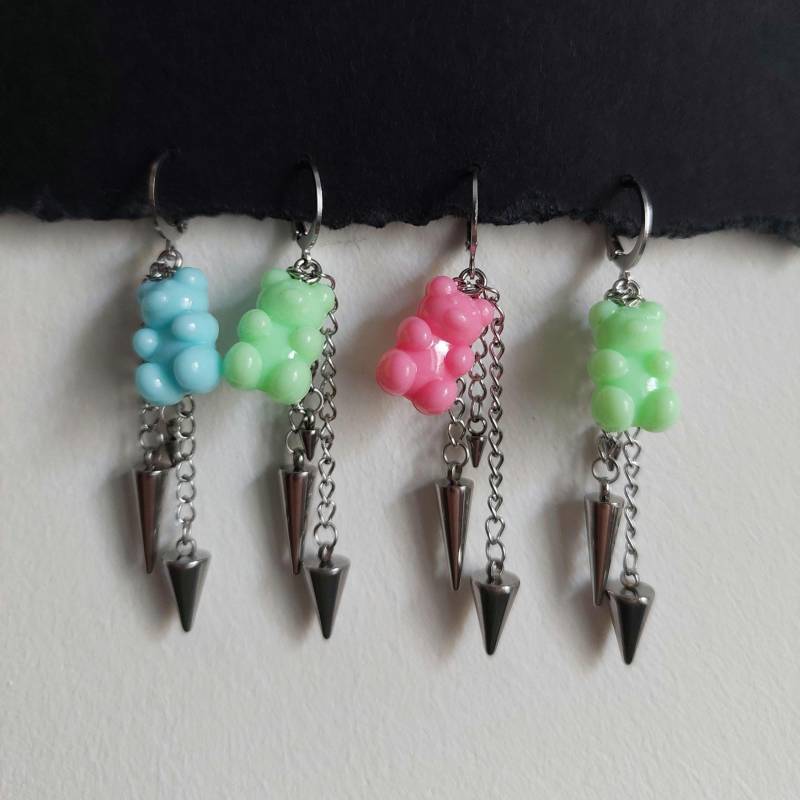 Gummibärchen Ohrringe Mit Edelstahlspikes Einzelner Ohrring -Süßigkeiten Schmuck, Statement Dangle Earrings, E-Girl Y2K Schmuck [Sabotasche] von SABOTASCHE
