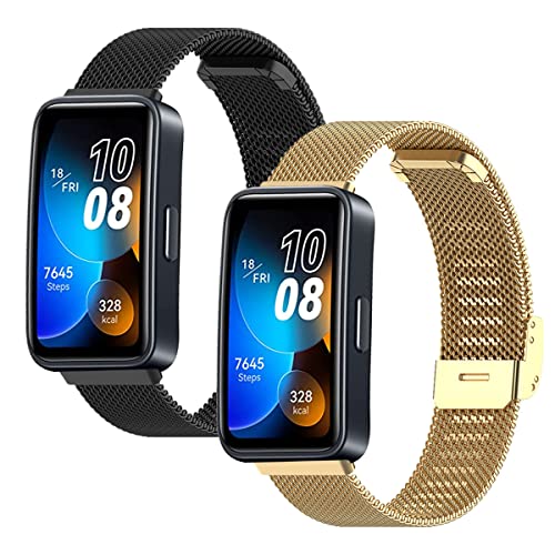 2 Stück Ersatzarmband für Huawei Band 8 Armband für Damen/Herren, Huawei Band 8 Ersatz Edelstahl Metall Armband Kompatibel mit Huawei Band 8 Armband (A) von SABSEN