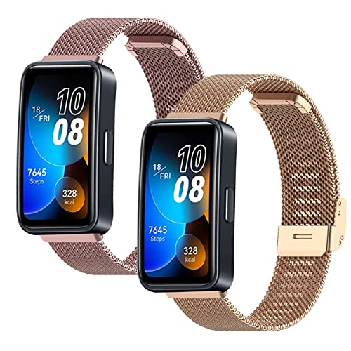 2 Stück Ersatzarmband für Huawei Band 8 Armband für Damen/Herren, Huawei Band 8 Ersatz Edelstahl Metall Armband Kompatibel mit Huawei Band 8 Armband (G) von SABSEN