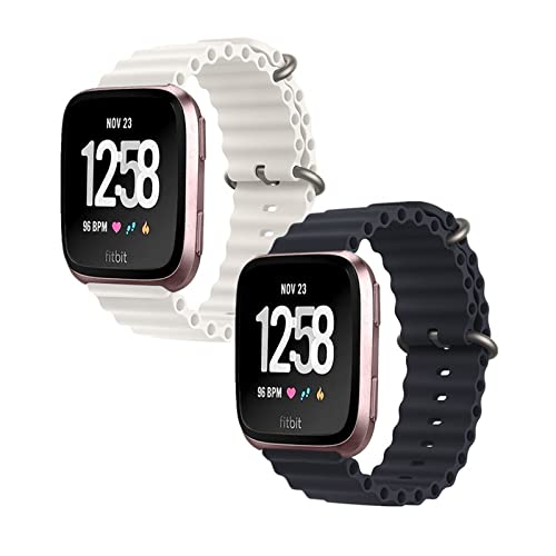 2 Stück Ocean Armband für Fitbit Sense 2/Fitbit Versa 4 Armband, Einstellbare Länge Weiche Silikon Sport Armbänder Ersatz Kompatible mit Armband Fitbit Sense 2/Fitbit Versa 4 für Herren Damen (D) von SABSEN