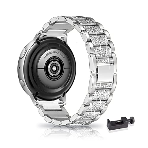 20MM Metall Armband für Samsung Galaxy Watch Active/Active 2 40mm/44mm Armband, Frauen Strass Glitzer Verstellbare Edelstahl Ersatzbänder Armband Kompatibel mit Samsung Watch Active 2 (C) von SABSEN