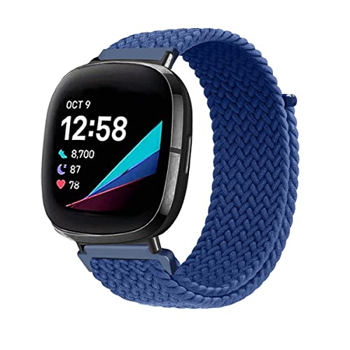 Armband für Fitbit Versa 3/ Versa 4/Sense/Sense 2 Armband, Geflochtenes Nylon Stoff Solo Loop Band für Damen Herren, Verstellbares Ersatzarmband Kompatibel mit Fitbit Versa 3/ Versa 4 (H) von SABSEN