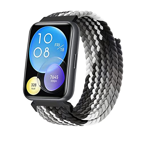 Armband für Huawei Watch Fit 2 Armband, Geflochtenes Nylon Stoff Solo Loop Band für Damen Herren, Verstellbares Ersatzarmband Kompatibel mit Huawei Watch Fit 2 (M) von SABSEN