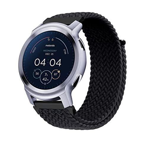 Armband für Motorola Moto Watch 100 Armband, Geflochtenes Nylon Stoff Solo Loop Band für Damen Herren, Verstellbares Ersatzarmband Kompatibel mit Motorola Moto Watch 100 (H) von SABSEN