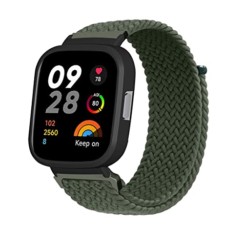 Armband für Xiaomi Redmi Watch 3 Armband, Geflochtenes Nylon Stoff Solo Loop Band für Damen Herren, Verstellbares Ersatzarmband Kompatibel mit Xiaomi Redmi Watch 3 (J) von SABSEN