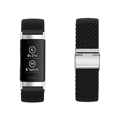 Dehnbarer Wristband für Fitbit Charge 3/Charge 4 Armband, Geflochtenes Nylon Stoff Solo Loop Band für Damen Herren, Verstellbares Ersatzarmband Kompatibel mit Fitbit Charge 3/Charge 4 (1) von SABSEN