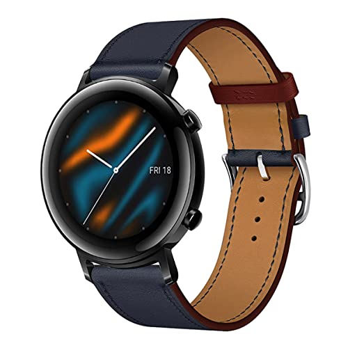 Leder Armband für Huawei Watch GT2 42MM Armbänder, 20MM Echtleder Schlank Ersatzarmband mit Edelstahl-Verschluss Kompatibel mit Armbänder Huawei Watch GT2 42MM (11) von SABSEN