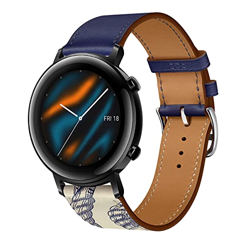 Leder Armband für Huawei Watch GT2 42MM Armbänder, 20MM Echtleder Schlank Ersatzarmband mit Edelstahl-Verschluss Kompatibel mit Armbänder Huawei Watch GT2 42MM (2) von SABSEN