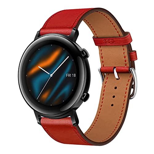 Leder Armband für Huawei Watch GT2 42MM Armbänder, 20MM Echtleder Schlank Ersatzarmband mit Edelstahl-Verschluss Kompatibel mit Armbänder Huawei Watch GT2 42MM (7) von SABSEN