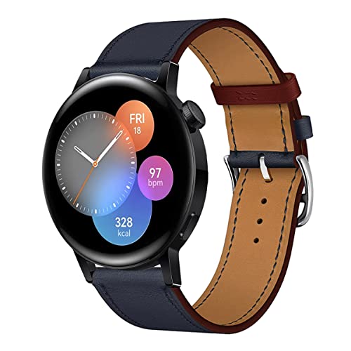 Leder Armband für Huawei Watch GT3 42mm Armbänder, 20MM Echtleder Schlank Ersatzarmband mit Edelstahl-Verschluss Kompatibel mit Armbänder Huawei Watch GT3 42mm (21) von SABSEN