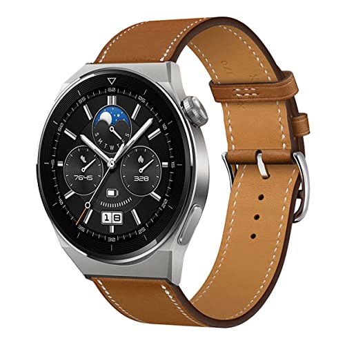 Leder Armband für Huawei Watch GT3 Pro 46MM Armbänder, 22MM Echtleder Schlank Ersatzarmband mit Edelstahl-Verschluss Kompatibel mit Armbänder Huawei Watch GT3 Pro 46MM (21) von SABSEN