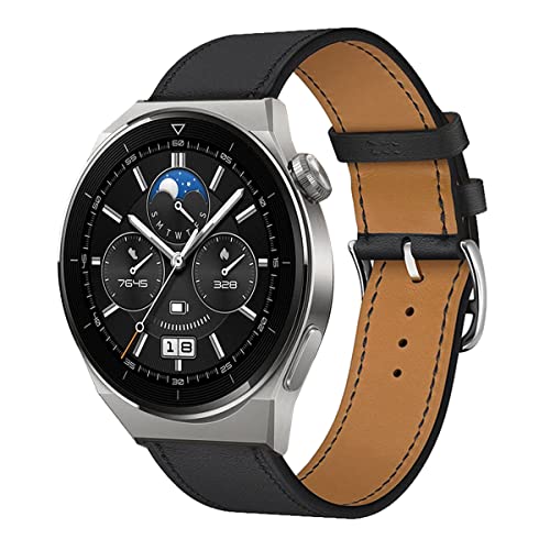 Leder Armband für Huawei Watch GT3 Pro 46MM Armbänder, 22MM Echtleder Schlank Ersatzarmband mit Edelstahl-Verschluss Kompatibel mit Armbänder Huawei Watch GT3 Pro 46MM (8) von SABSEN