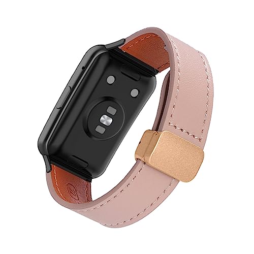 Lederarmband für Huawei Watch Fit/Elegant/New Armband, Magnetische Leder Ersatzarmband, Magnetische Mehrfache Farben Slim Leather Ersatzband Kompatibel mit Armband Huawei Watch Fit (A) von SABSEN
