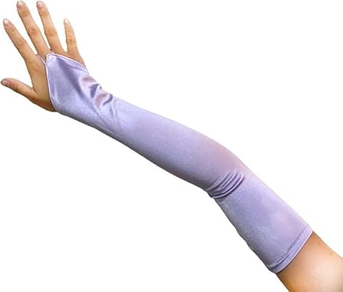 SACASUSA Fingerlose 58,4 cm lange Braut-Satin-Handschuhe über dem Ellenbogen in 20 Farben, Flieder, Einheitsgröße von SACASUSA