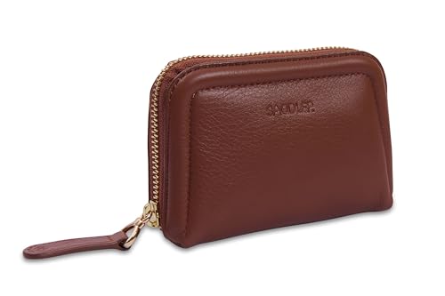 SADDLER Annabelle Damen Münzbörse Echtleder Reißverschluss 2 Fächer mit RFID Schutz, hautfarben, Minimalistisch von SADDLER