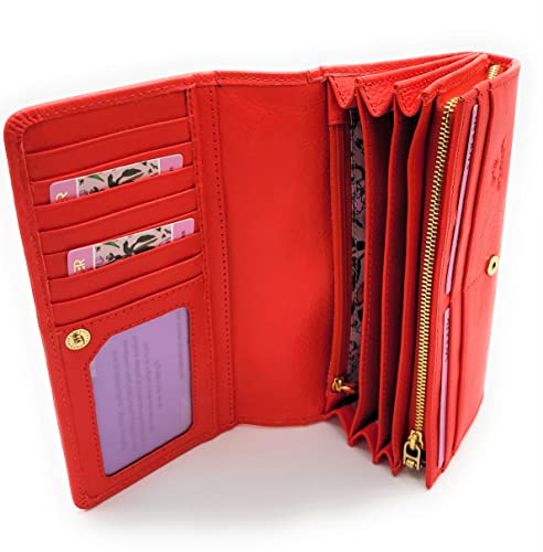SADDLER Bonnie Geldbörse aus echtem Leder, RFID-Design, mehrere Fächer, in Geschenkverpackung, rot, Zeitgenössisch von SADDLER