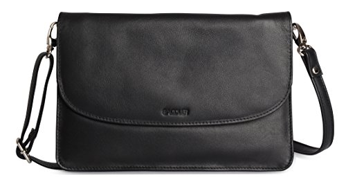SADDLER Olivia Handtasche weiches Nappaleder 3 Fächer Clutch - Schwarz von SADDLER