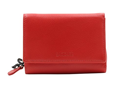 SADDLER Rot Echtleder Damen Trifold Geldboerse und Portemonnaie, mit Metallrahmen, 12 cm von SADDLER