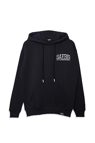 SAEBIS Damen Hoodie mit Stickerei, Herbst Winter Pullover mit Kapuze und Kängurutasche, schwarz L von SAEBIS