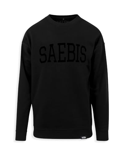 SAEBIS Extra Schwerer All Black Herren Sweater, Warmer schwarzer Herbst Winter Pullover für Männer L von SAEBIS