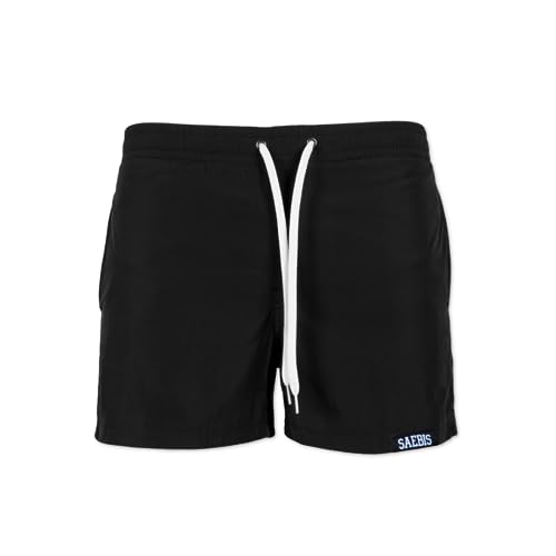 SAEBIS Herren Badeshorts, schnelltrocknende Badehose, Schwimmhose für Männer (L, schwarz) von SAEBIS