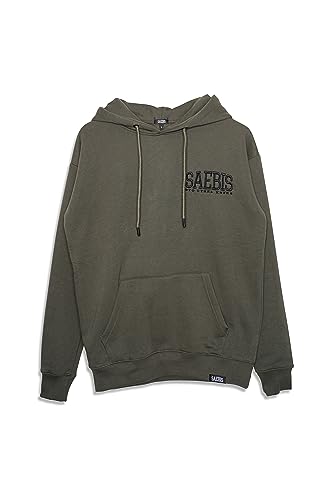 SAEBIS Herren Hoodie mit Stickerei, Herbst Winter Pullover mit Kapuze und Kängurutasche, Khaki von SAEBIS