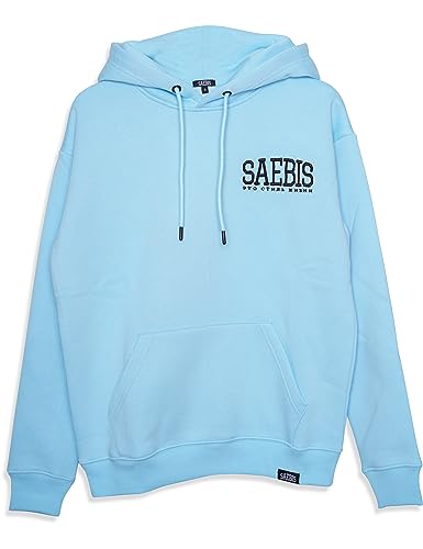 SAEBIS Herren Hoodie mit Stickerei, Herbst Winter Pullover mit Kapuze und Kängurutasche (3XL, Babyblau) von SAEBIS