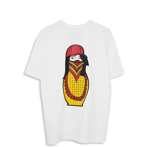 SAEBIS Herren Oversized T-Shirt - weiß - 100% Baumwolle - große Matryoshka (XL) von SAEBIS