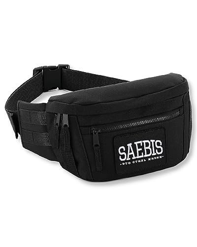 SAEBIS Lifestyle Bauchtasche schwarz mit Zwei Fächern, praktische Schultertasche, Shoulder Bag, Umhängetasche für Festival, Gürteltasche (schwarz) von SAEBIS