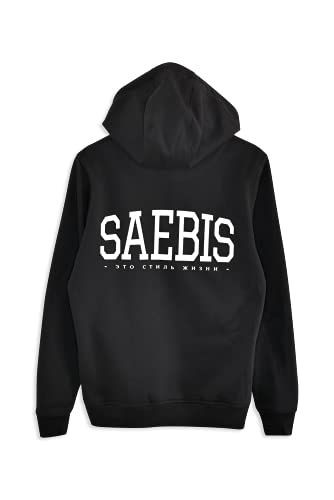 SAEBIS Lifestyle Damen Oversized Zip Hoodie mit Reißverschluss, mit Kapuze (Schwarz-Weiß, L) von SAEBIS