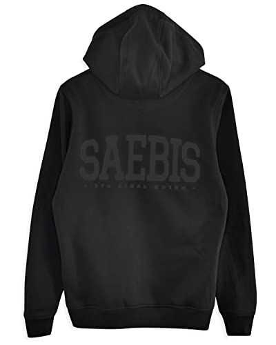 SAEBIS Lifestyle Damen Oversized Zip Hoodie mit Reißverschluss, mit Kapuze (as3, Alpha, x_l, Regular, Regular, All Black) von SAEBIS