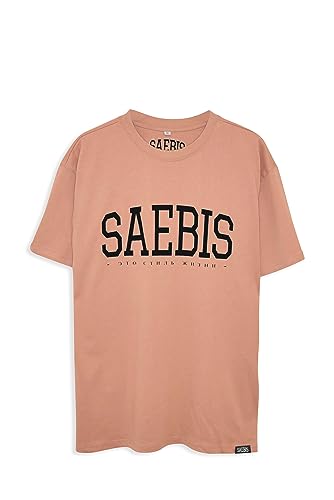 SAEBIS Lifestyle Herren Oversized T-Shirt - 100% Baumwolle - Sandfarben (L) von SAEBIS