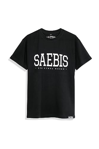 SAEBIS Lifestyle Herren Oversized T-Shirt - 100% Baumwolle - schwarz/weiß (Schwarz, XXL) von SAEBIS