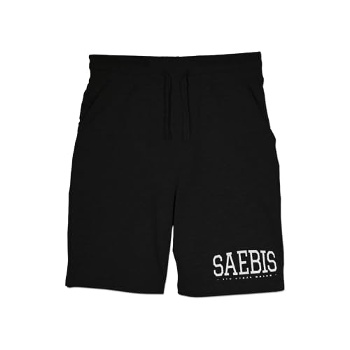 SAEBIS Lifestyle Herren Stoff-Shorts grau | Freizeit-Shorts aus Baumwolle mit elastischem Bund | Bequeme Sommershorts mit Stretchanteil für Männer (M, schwarz) von SAEBIS