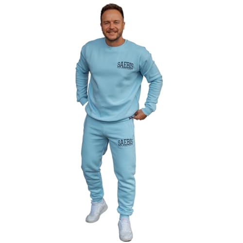 SAEBIS Lifestyle Herren Sweater schwarz mit Stickerei by, weicher Casual Pullover für Männer (DE/NL/SE/PL, Alphanumerisch, S, Regular, Regular, Babyblau) von SAEBIS