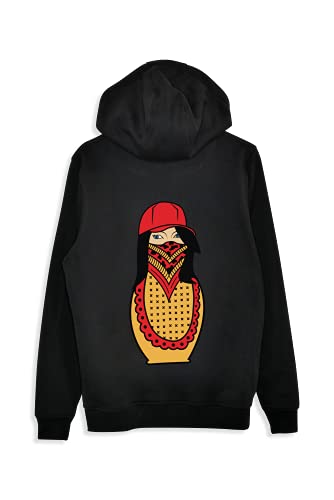 SAEBIS Matryoshka Damen Oversized Zip Hoodie mit Reißverschluss, mit Kapuze (Schwarz, L) von SAEBIS