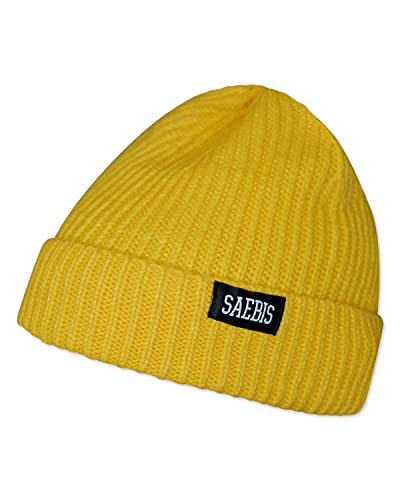 SAEBIS Ribbed Beanie Damen und Herren - Unisex Klassische Strickmütze - Classic warme Mütze für das ganze Jahr - Kopfbedeckung - (Sonnengelb) von SAEBIS