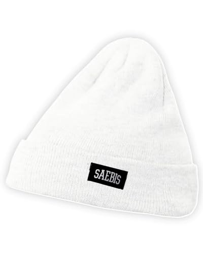 SAEBIS Shapka für Damen und Herren - Unisex Klassische Strickmütze - Classic warme Mütze für das ganze Jahr - Kopfbedeckung - Beanie (Weiß) von SAEBIS