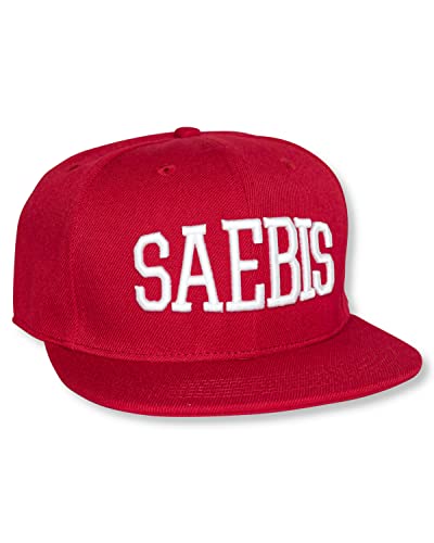 SAEBIS Unisex Classic Snapback Cap Kappe in schwarz oder rot für Herren und Damen - Logo in weiß - individuell Verstellbarer Verschluss - Baseball Mütze (rot) von SAEBIS