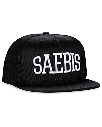 SAEBIS Unisex Classic Snapback Cap Kappe in schwarz oder rot für Herren und Damen - Logo in weiß - individuell Verstellbarer Verschluss - Baseball Mütze (schwarz) von SAEBIS