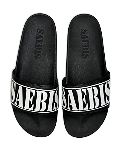 SAEBIS Unisex Schlappen für Damen & Herren, Badeschuhe Slippers Hausschuhe Badelatschen Flip Flops Pantoffeln, Extra weiche Sohle, Rutschfest, Pool Home Indoor and Outdoor (Schwarz, numeric_42) von SAEBIS