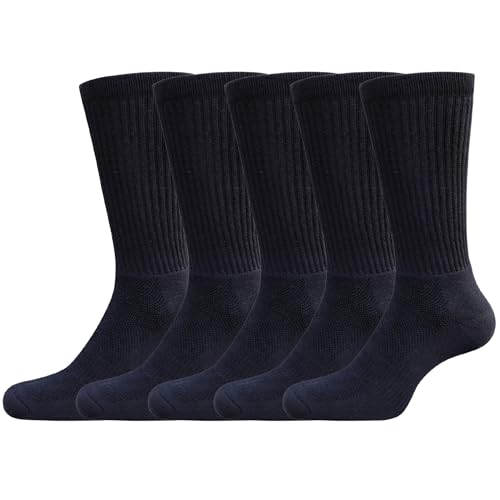 SÄTF Premium Unisex Sportsocken Anti-Loch Tennissocken Trainingssocken Cushioned Crew Socks Atmungsaktive Schweißfreie Performance Socken 43-46 Schwarz 3 Paar von SÄTF