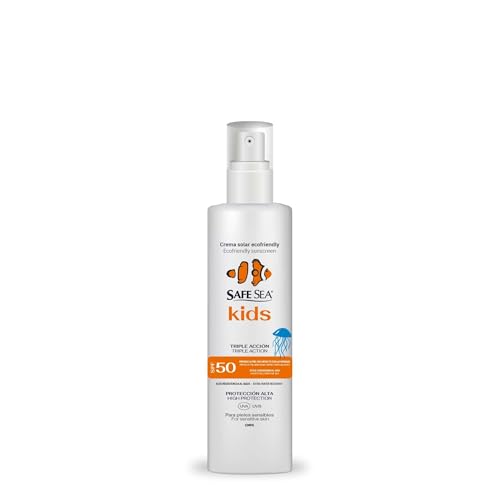 SAFE SEA - Sonnenspray mit dem Schutz vor Quallenstichen LSF 50 - Vegane Formel - Sehr Wasserfest mit Hohem Sonnenschutz für Kinder - Inhaltsstoffe auf Empfindliche Haut abgestimmt - Format 100 ml von SAFE SEA