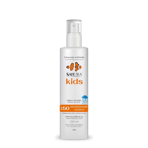 SAFE SEA - Sonnenspray mit dem Schutz vor Quallenstichen LSF 50 - Vegane Formel - Sehr Wasserfest mit Hohem Sonnenschutz für Kinder - Inhaltsstoffe auf Empfindliche Haut abgestimmt - Format 250 ml von SAFE SEA