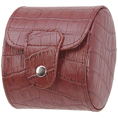 SAFE 253 Uhren Reisetui UNO Echt Leder Kroko Optik - Uhrenaufbewahrungsbox Einzeln Damen Herren - Innen weiches Velours in perlbeige - mit Druckverschluss - Die stilvolle Aufbewahrung Ihrer Uhr von SAFE