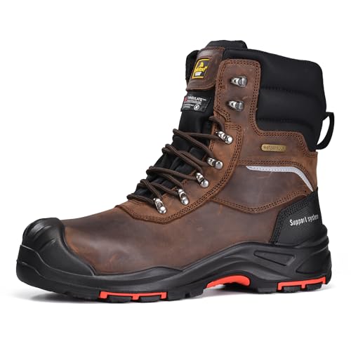 SAFETOE Herren wasserdichte Kuh Leder Sicherheitsstiefel 9552 Composite Toe Arbeitsstiefel Beständig gegen Heißkontakt Kaltisolierung Wärmeisolierung Antistatisch S7S SR CI HI FO HRO Größe EU 42 von SAFETOE