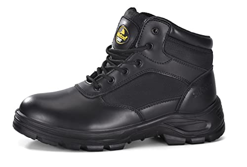 S3Work Schuhe Männer/Frauen Militär, M-8515 Sicherheitsschuhe für Antistatisch, Wasserdicht, Atmungsaktives Leder, Leicht, Bequeme Innensohle, Stahlzehe, Stahlplatte, Reißverschluss Seite von SAFETOE