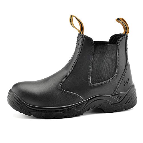 SAFETOE Sicherheitsstiefel Arbeitsschuhe mit Stahlkappe M8025 (S3 klassischer Artikel) von Anti-Punktion und wasserdichte, Schwarz, 37 EU von SAFETOE