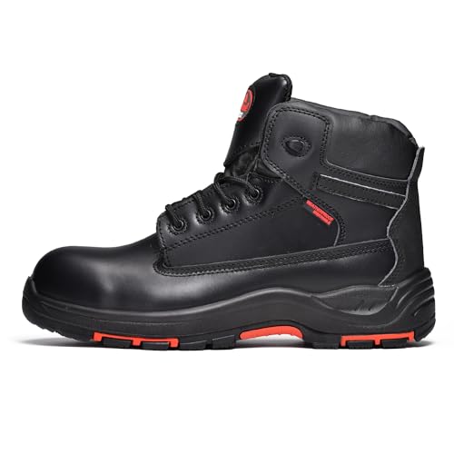 Safetoe Sicherheitsstiefel M-8552 Herren Wide Fit Composite Toe Arbeitsstiefel ESD antistatisch wasserbeständiges Rindsleder Heavy Duty Anti-Nagel Composite Platte Anti-Rutsch Pu Gummisohle S3 SRC von SAFETOE