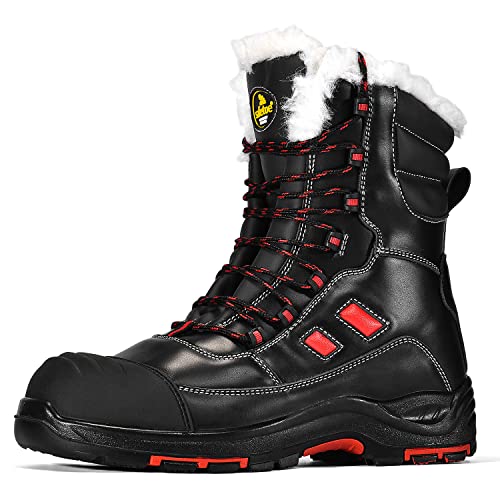 Safetoe Sicherheitsstiefel Winter Arbeitsstiefel für Männer mit Fellfutter, 9550 S3 SRC Site Sicherheitsschuhe mit leichter zusammengesetzter Zehenkappe und flexibler Zwischensohle Platte Warme Schuhe von SAFETOE